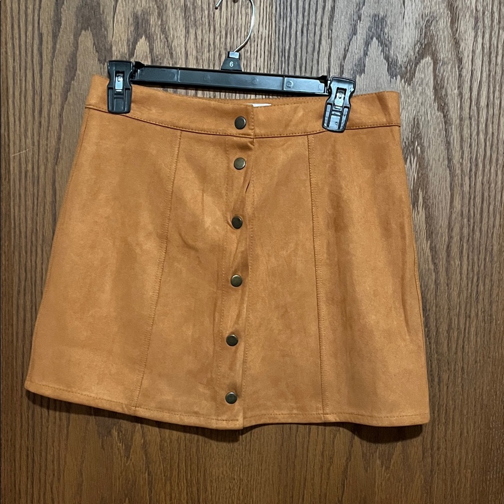 Chic Button-Front Brown Mini Skirt